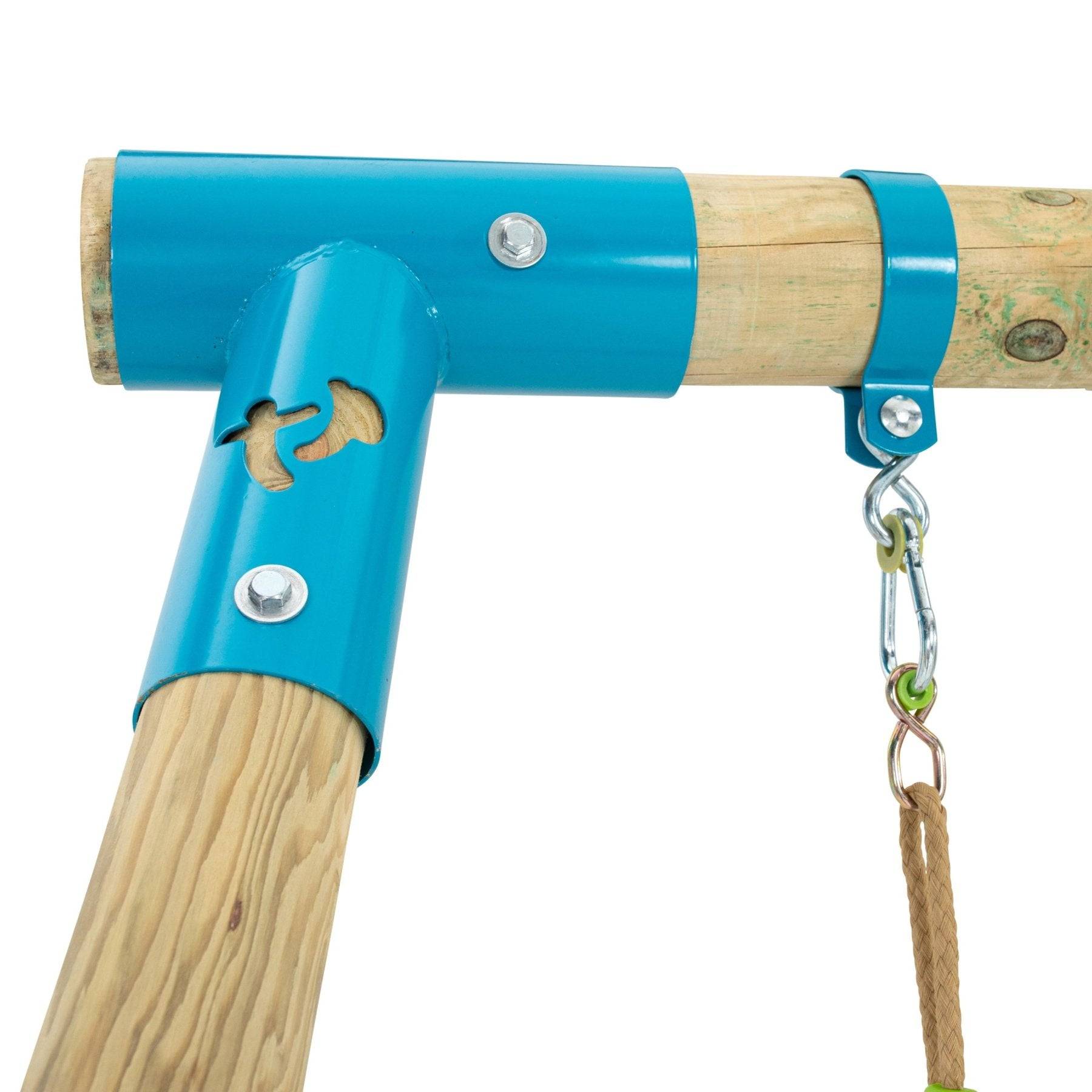 Tp Toys - Portique GENÉVRIER 2 balançoires - vis-à-vis - kit d'ancrage - bois FSC® h209 cm - Imagen 7