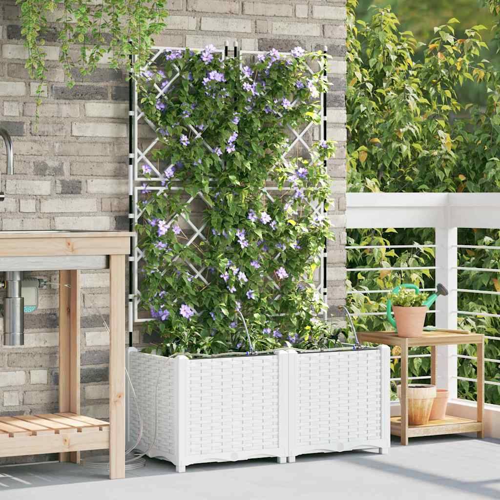 ComfortXL - Grande jardinière brise-vue acier avec treillis et irrigation Blanc 80x40x142 cm – ComfortXL Outdoor Living