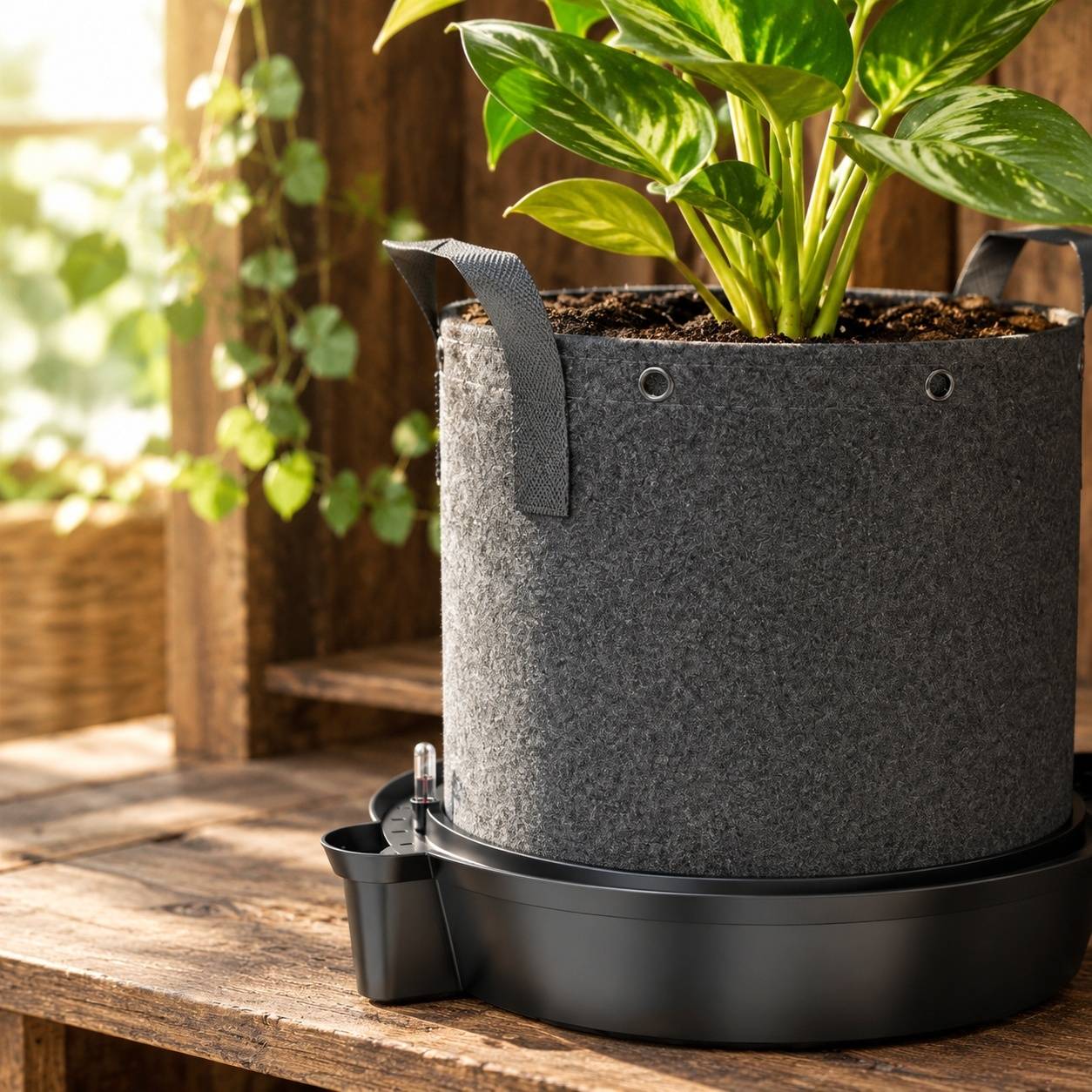 Base D’Arrosage pour Pots en Tissu avec Réservoir et Indicateur de Niveau - Image 7