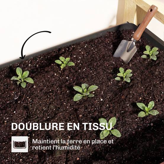 Carré potager surélevé bois massif balcon drainage efficace 98x37x90cm gris - ComfortXL Outdoor Living - Image 8
