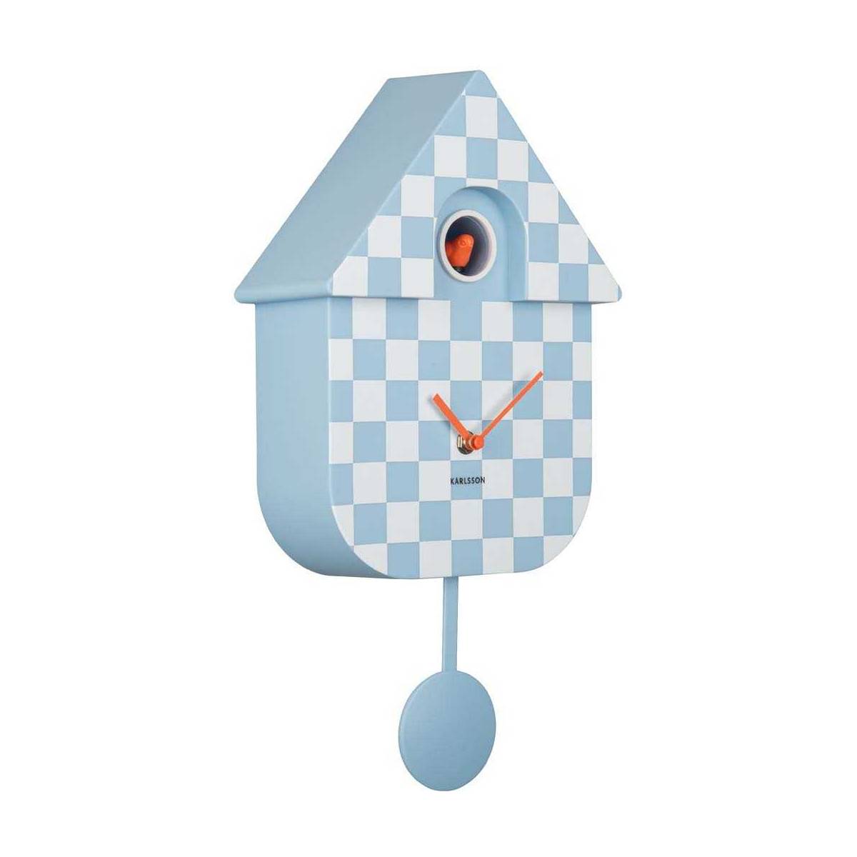 Karlsson - Horloge murale moderne Cuckoo Checker Bleu clair et blanc - Imagen 1