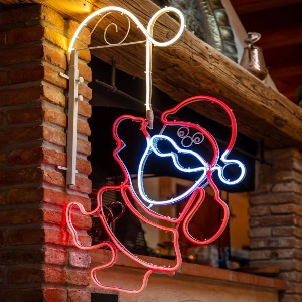 Lotti - Père Noël néon accroché en tube H:105cm 566 LED blanc froid, chaud rouge Lotti - Imagen 2