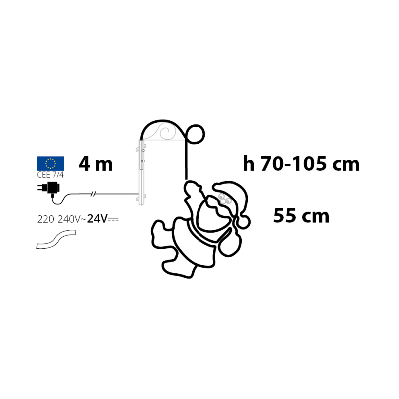 Lotti - Père Noël néon accroché en tube H:105cm 566 LED blanc froid, chaud rouge Lotti - Imagen 6