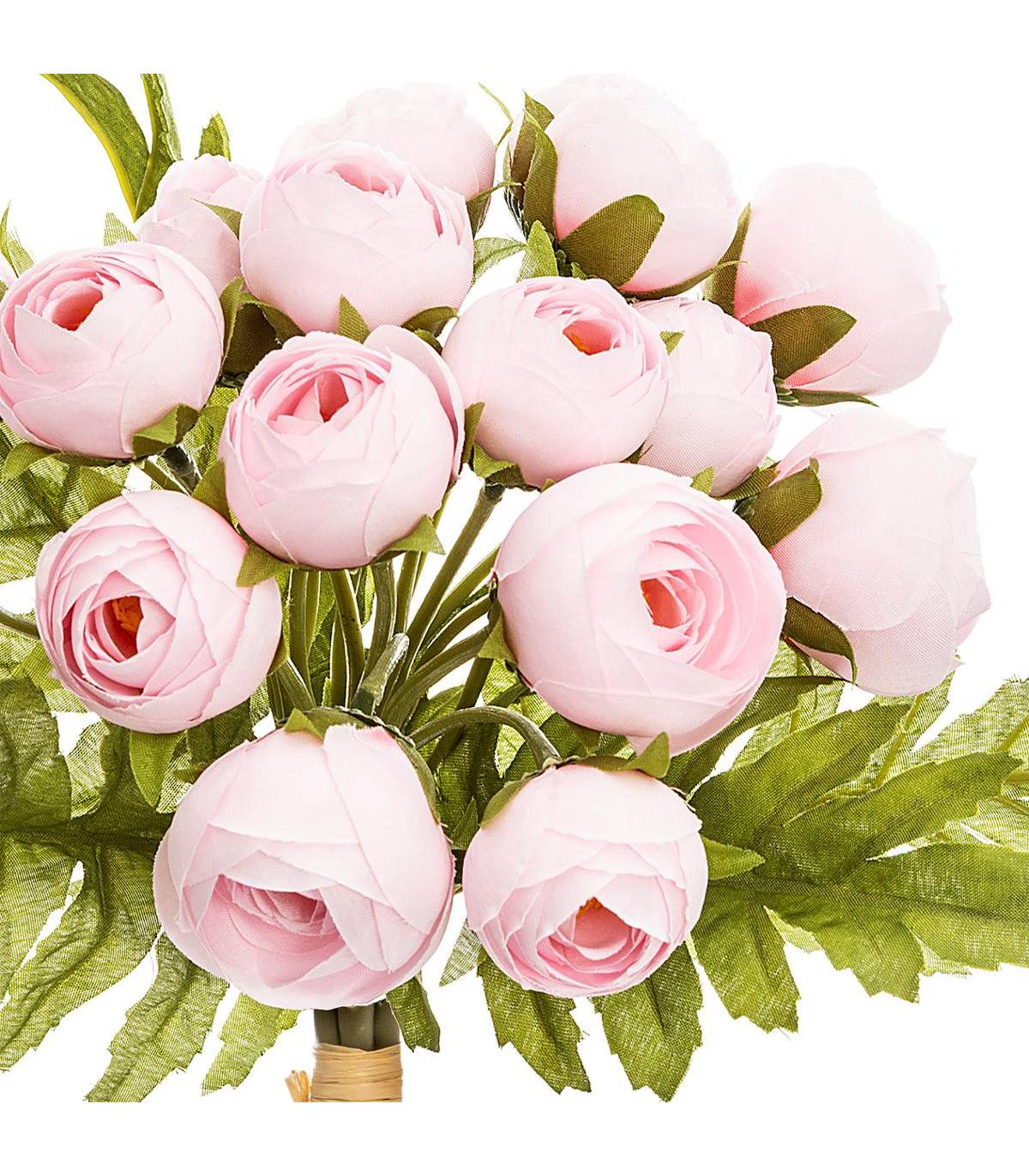 Bouquet de Fleurs artificielles 18 mini Camélias Rose D. 17 x H. 26 cm - Image 2