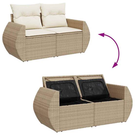 Canapé Extérieur 9 pcs Résine Tressée Beige Rangement Intégré & Sacs – ComfortXL Outdoor Living - Image 5
