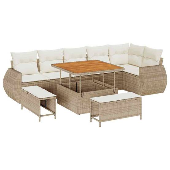 Canapé Extérieur 9 pcs Résine Tressée Beige Rangement Intégré & Sacs – ComfortXL Outdoor Living - Image 2
