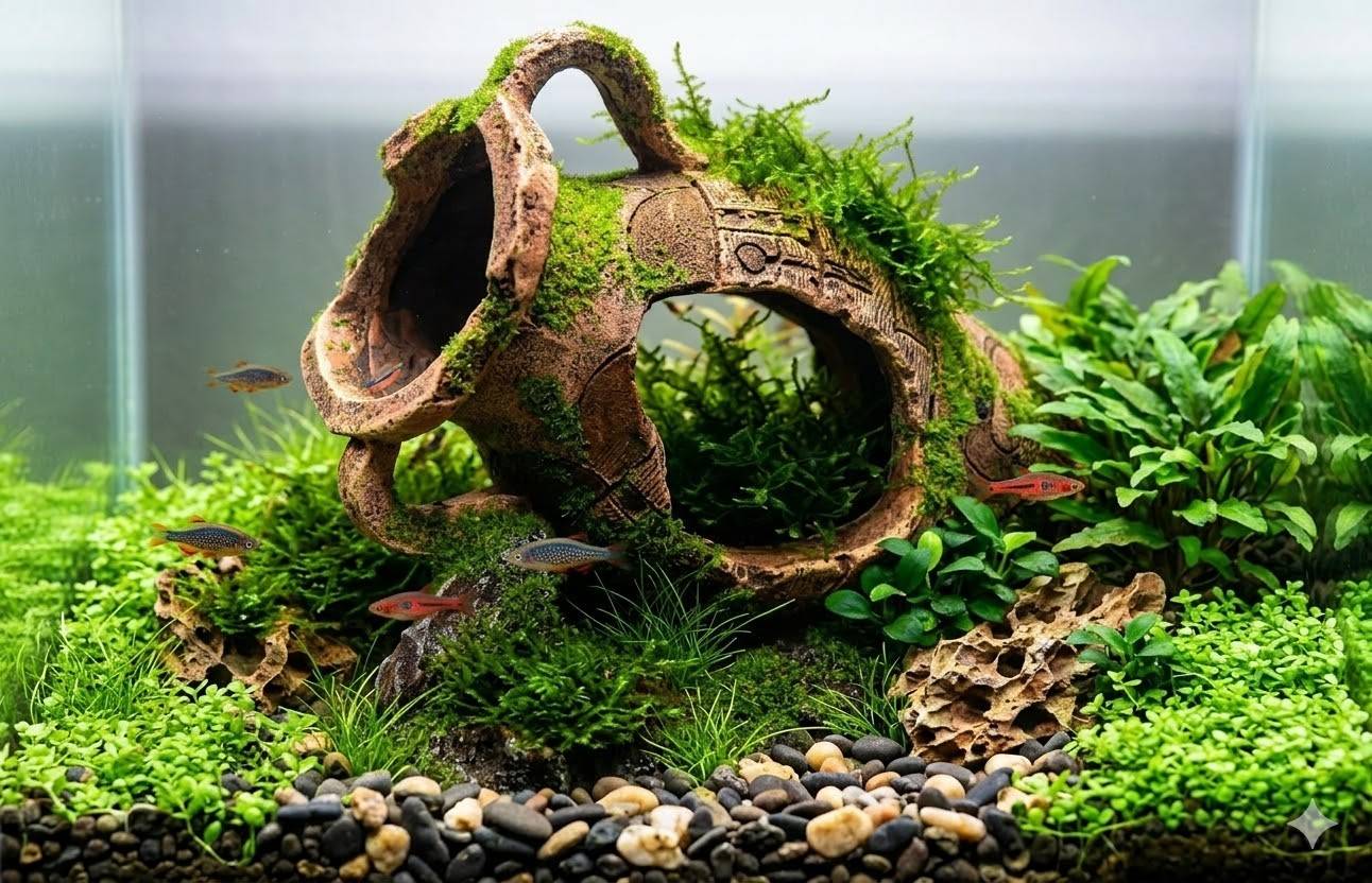 Décoration aquarium amphore cachette pour poissons 16 x 11 x 13 cm - Image 2