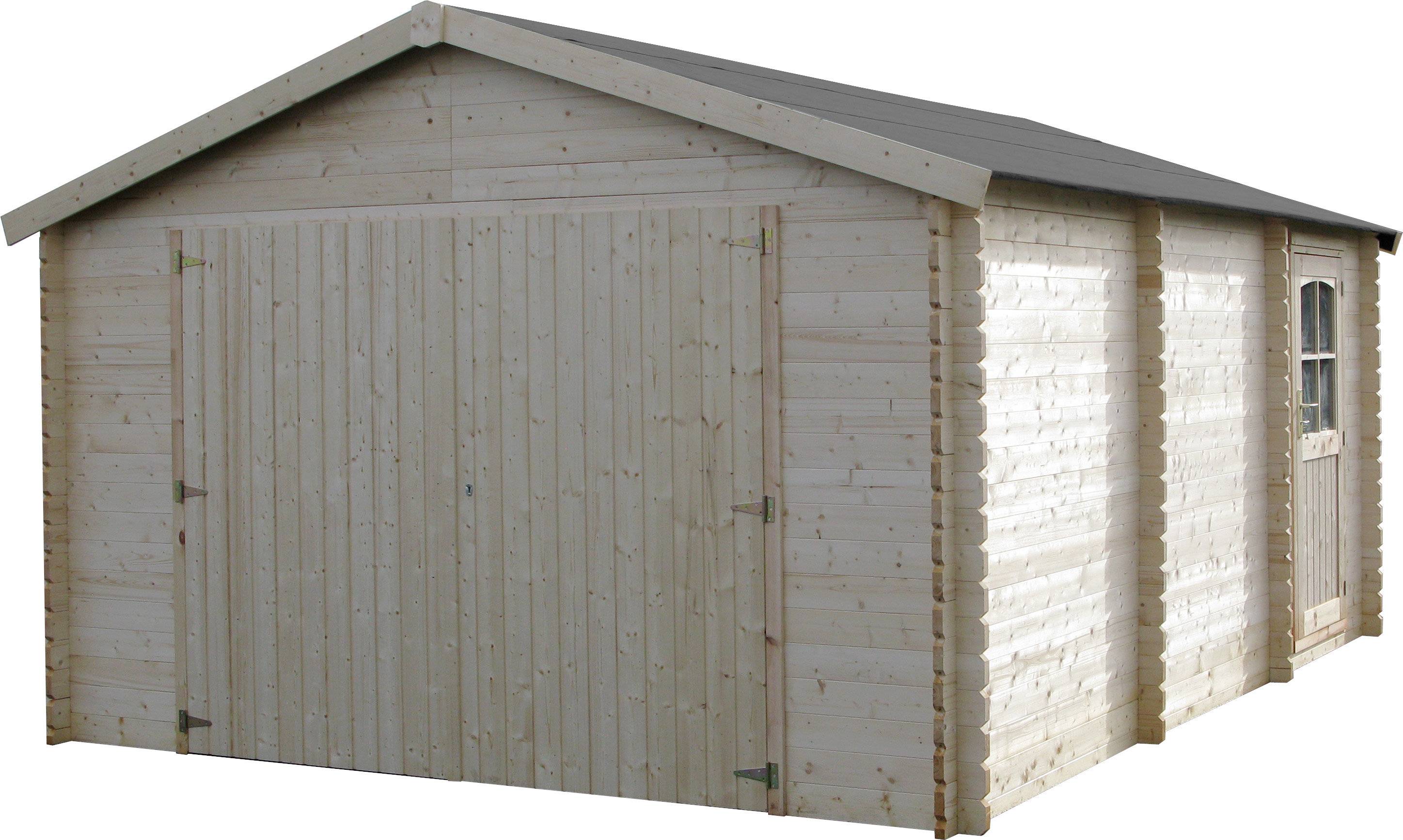 Decor et Jardin - GARAGE BOIS GARODEAL - 17,75 m² - Ep : 34 mm - 3,86x5,18 - Couleur : naturel - Décor et Jardin - Image 1