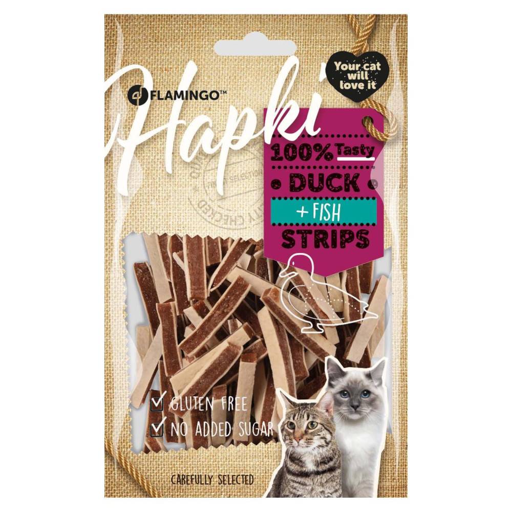 Flamingo - Friandise lamelles de canard et cabillaud  pour chat 85 g sans gluten - Imagen 2