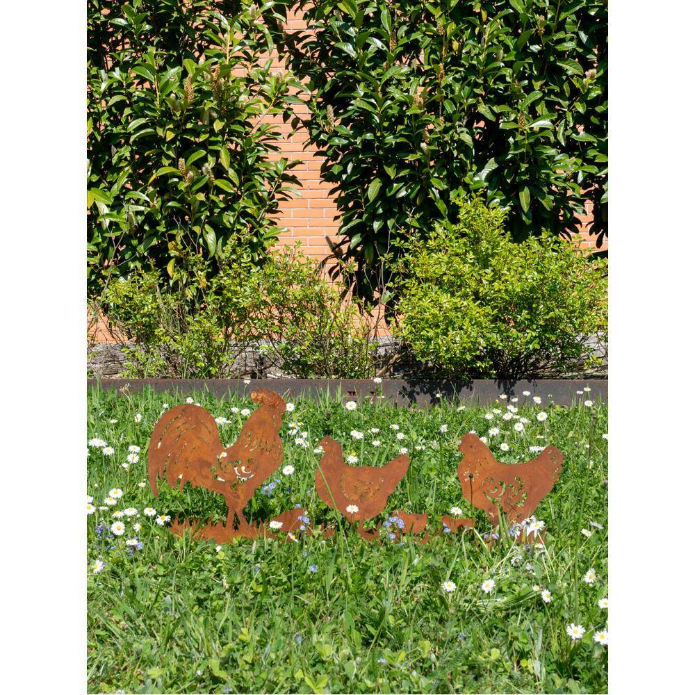 Aubry Gaspard - Décor de jardin Poules et Coq en métal vieilli - Imagen 2