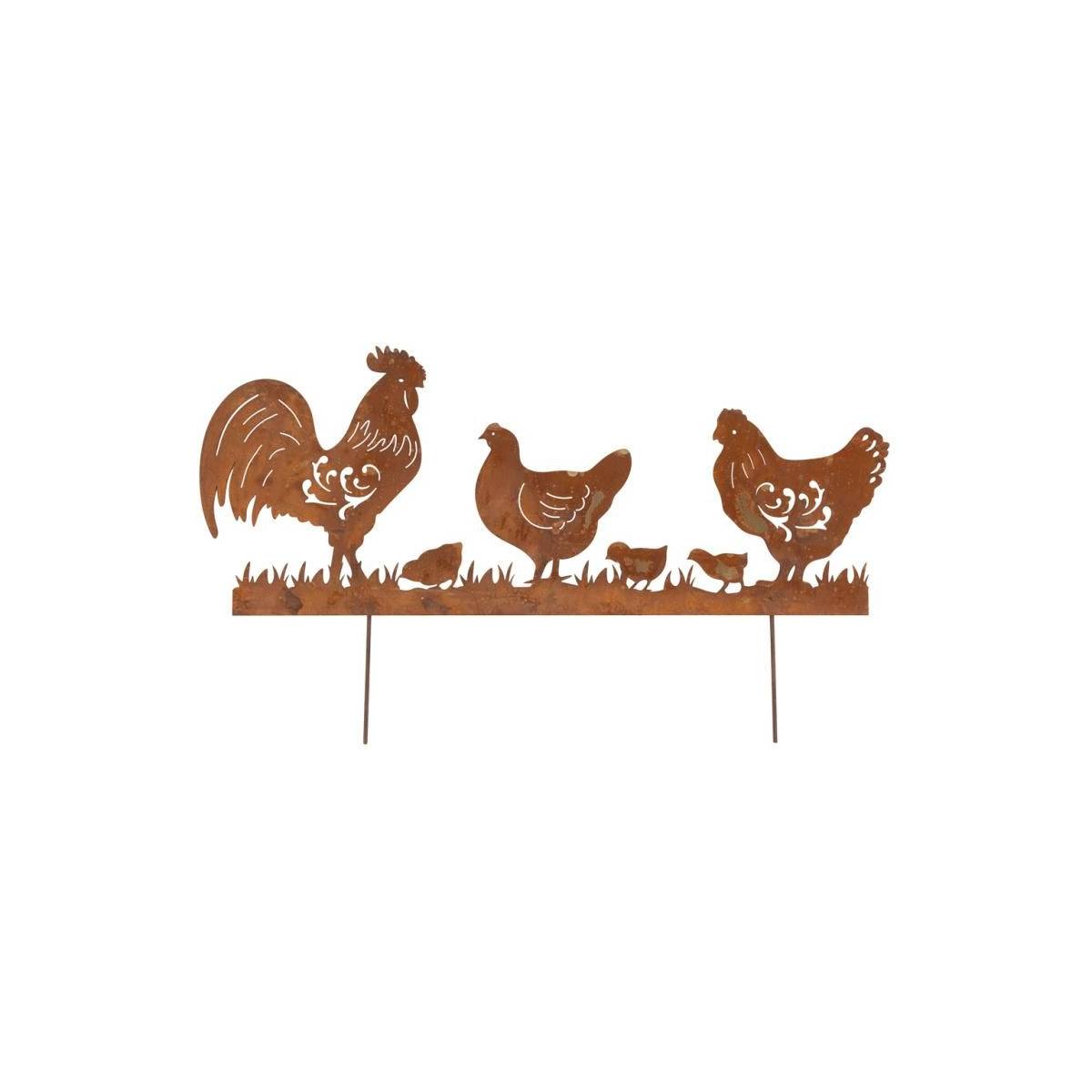 Aubry Gaspard - Décor de jardin Poules et Coq en métal vieilli - Imagen 1