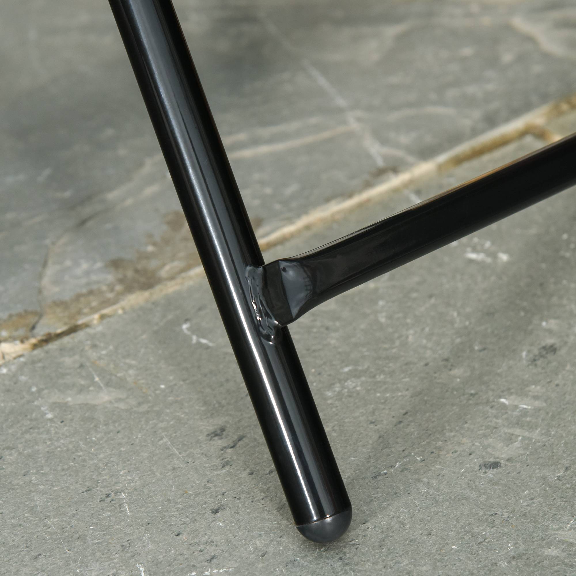 Table d'Appoint Pliante Métal Verre Extérieur Verrou Sécurité Ø45x50cm - ComfortXL Outdoor Living - Image 9