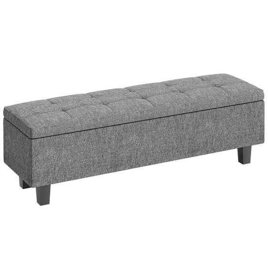 Grand banc coffre moderne tissu et bois avec rangement pour chambre salon gris foncé 138 cm – ComfortXL Outdoor Living - Image 2