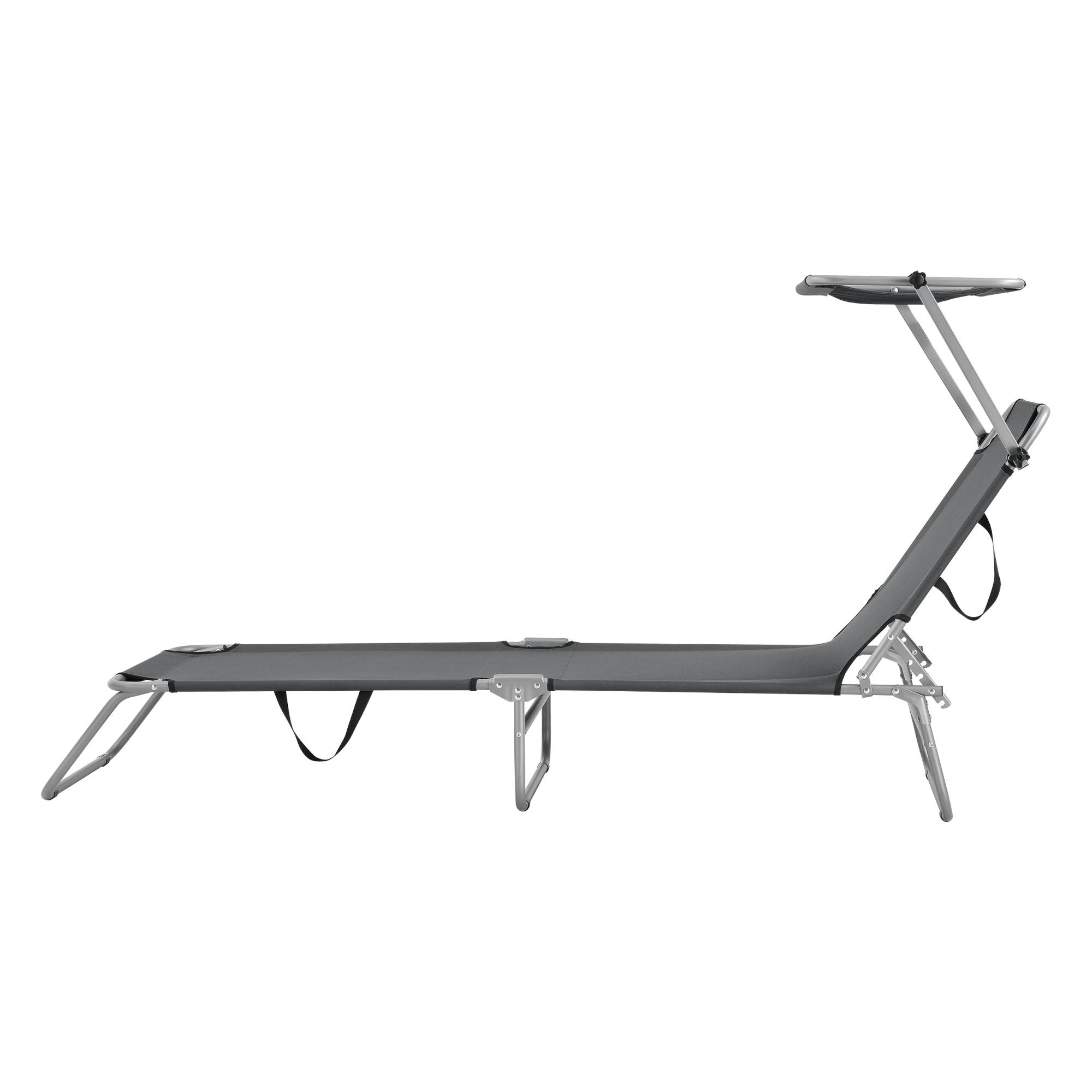Casa.Pro - Conjunto de 2 tumbonas Argozelo con parasol Acero Poliéster Plateado Gris Oscuro [casa.pro] - Imagen 4