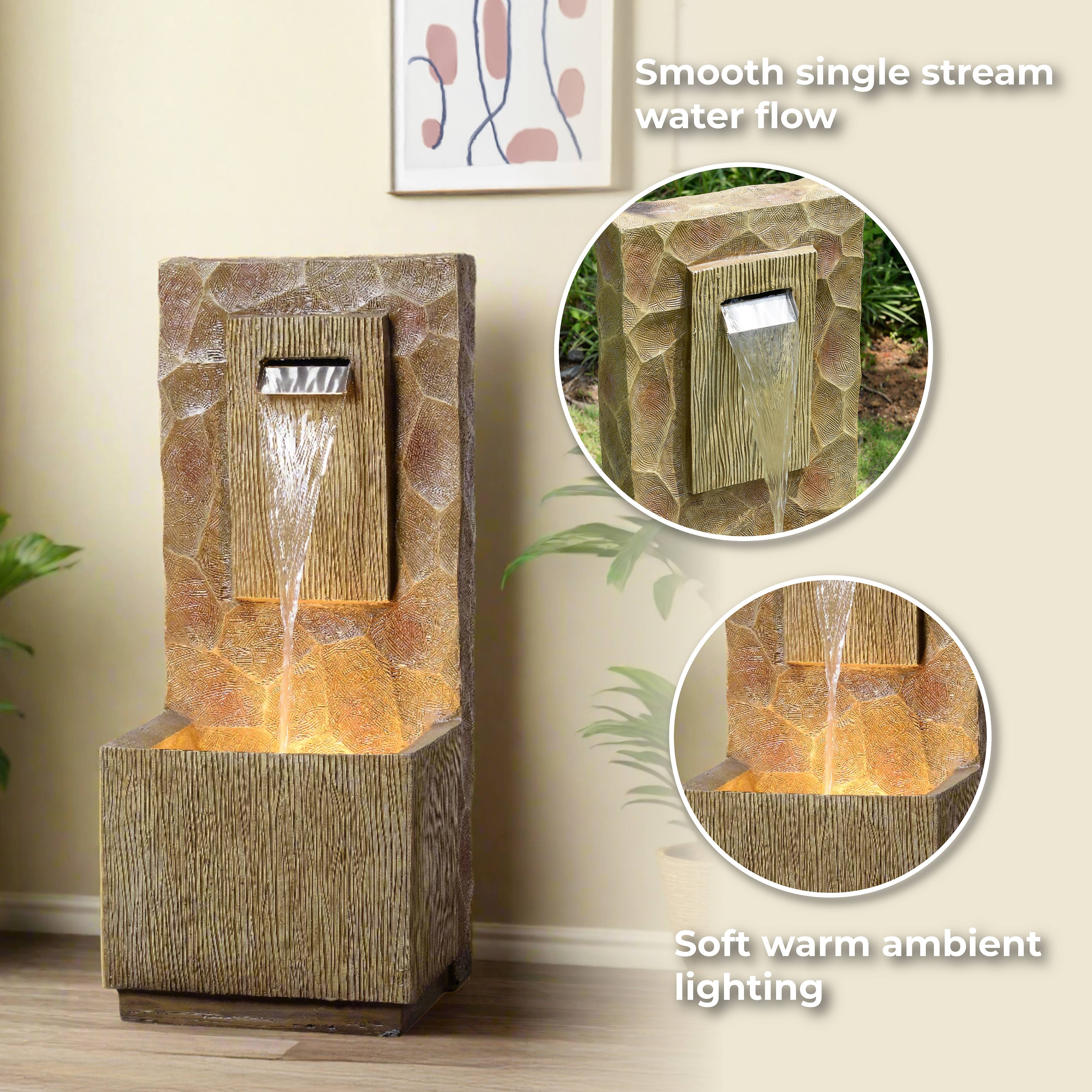 Fontaine cascade extérieure LED, 81cm, Marron, Teamson Home - Image 2