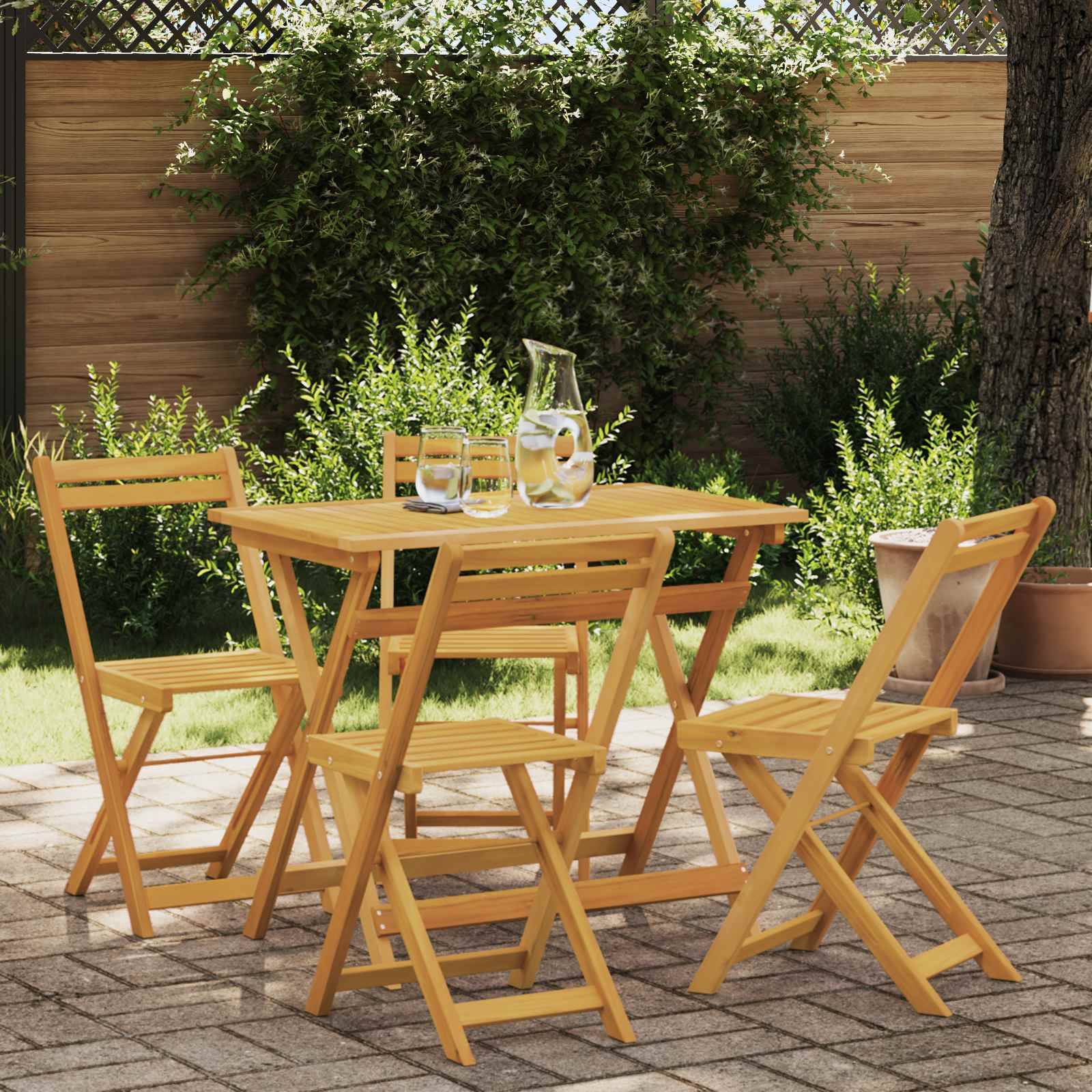 Chaises de jardin pliantes bois d'acacia naturel 40 x 53 x 80 cm - PANGIVO - Image 1