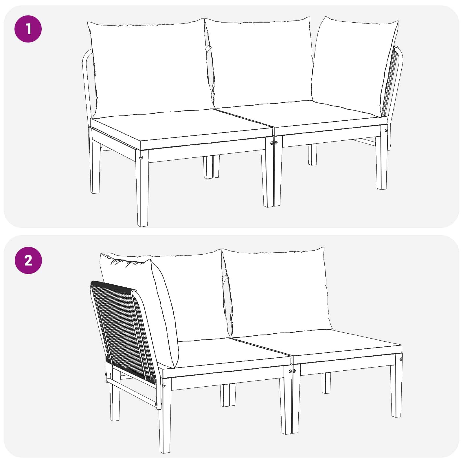 Vidaxl - Ensemble de salon de jardin 2 pc avec coussins Naturel vidaXL 42022072 - Image 9