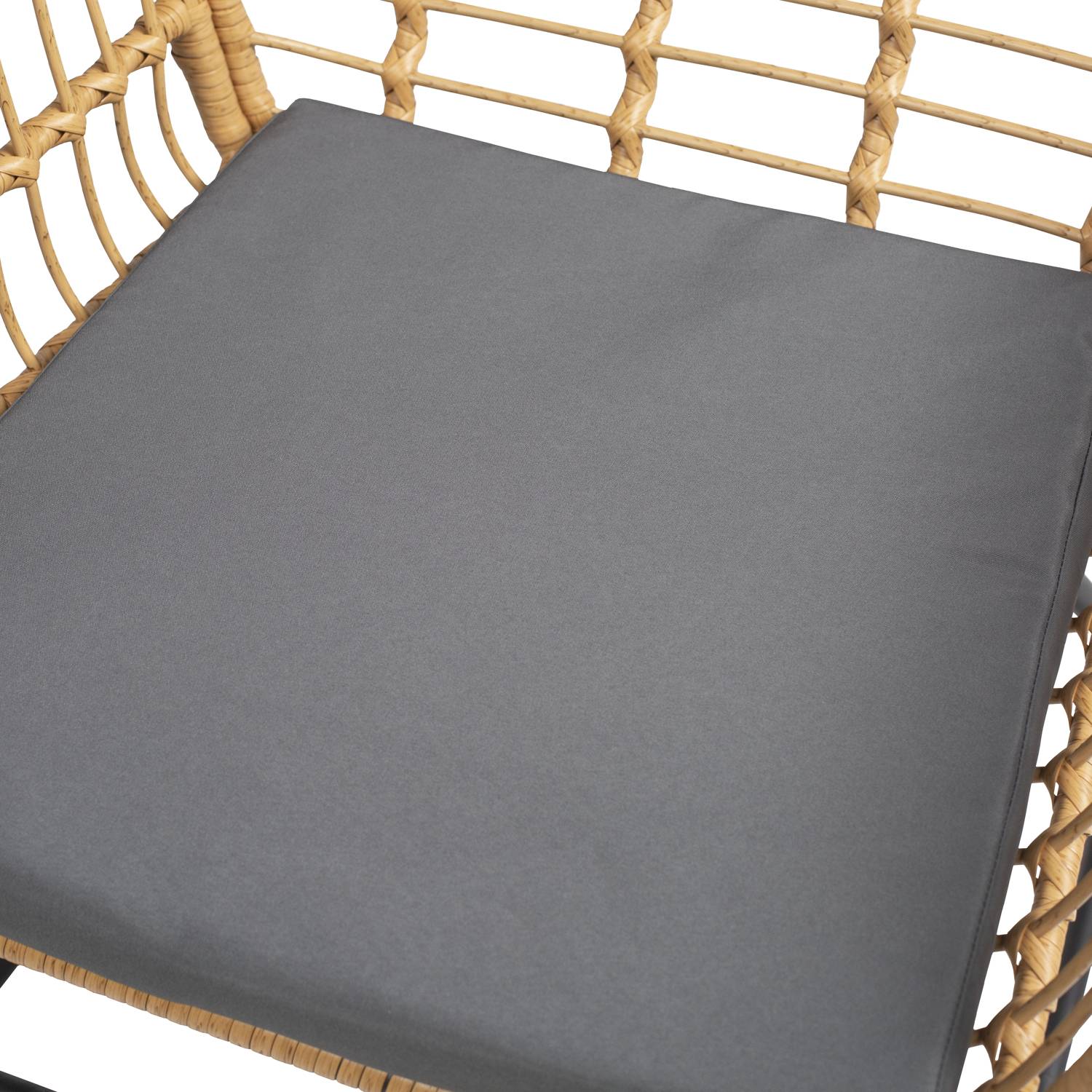 Happy Garden - Salon de jardin TIGA en résine tressée 4 places - coussins gris - HAPPY GARDEN - Imagen 6