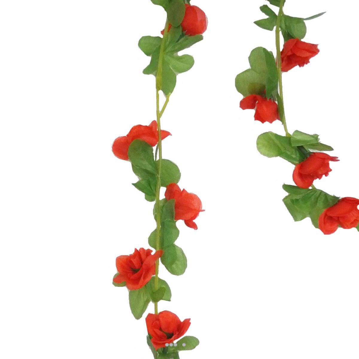 Artificielles - Guirlande de 45 Minis Roses artificielles Tissu L 215 cm Rouge - couleur: Rouge - Imagen 1