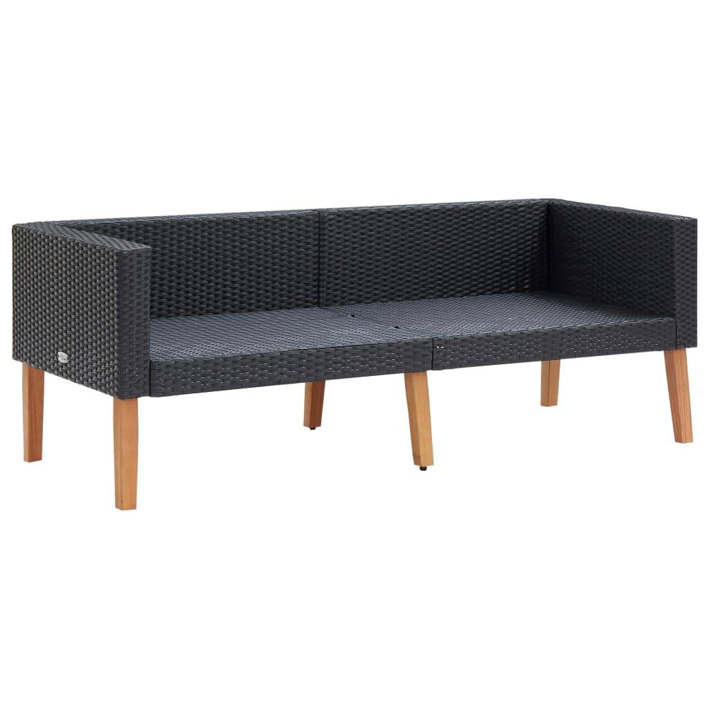 Helloshop26 - Salon de jardin meuble d'extérieur ensemble de mobilier 3 pièces avec coussins résine tressée noir - Imagen 4