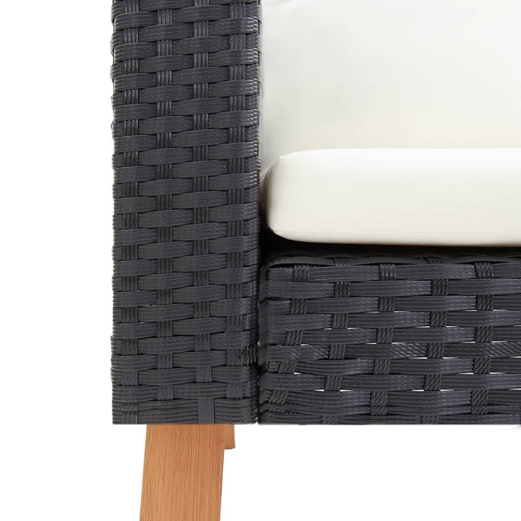 Helloshop26 - Salon de jardin meuble d'extérieur ensemble de mobilier 3 pièces avec coussins résine tressée noir - Imagen 5