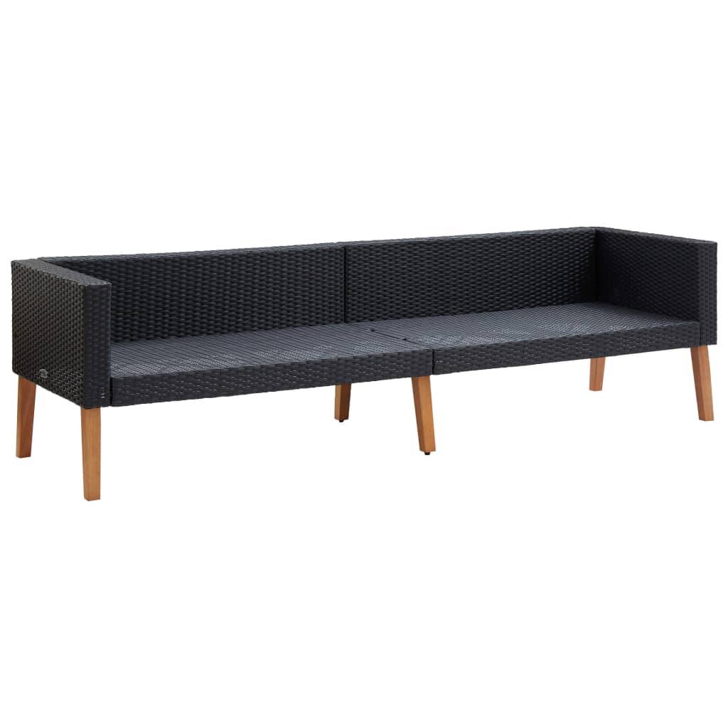 Helloshop26 - Salon de jardin meuble d'extérieur ensemble de mobilier 3 pièces avec coussins résine tressée noir - Imagen 7