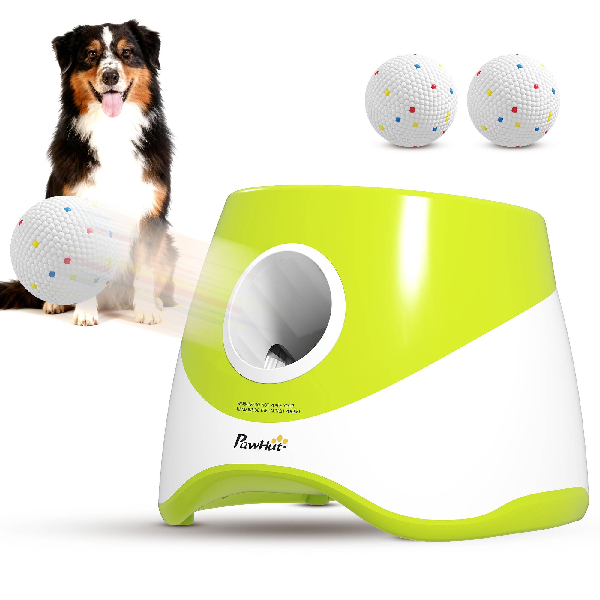 Sans Marque - Lanceur balle automatique 3 balles, 3 distances 6/10/14m, petits chiens, vert - Image 1