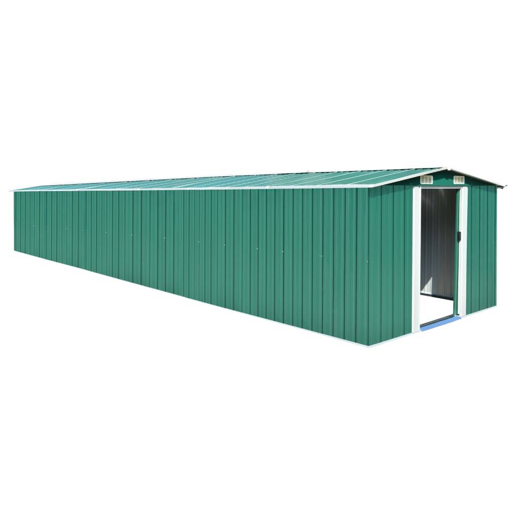 Helloshop26 - Abri de jardin cabane cabanon maison de stockage remise extérieur hangar outils robuste 257 x 779 x 181 cm acier galvanisé vert - Imagen 1