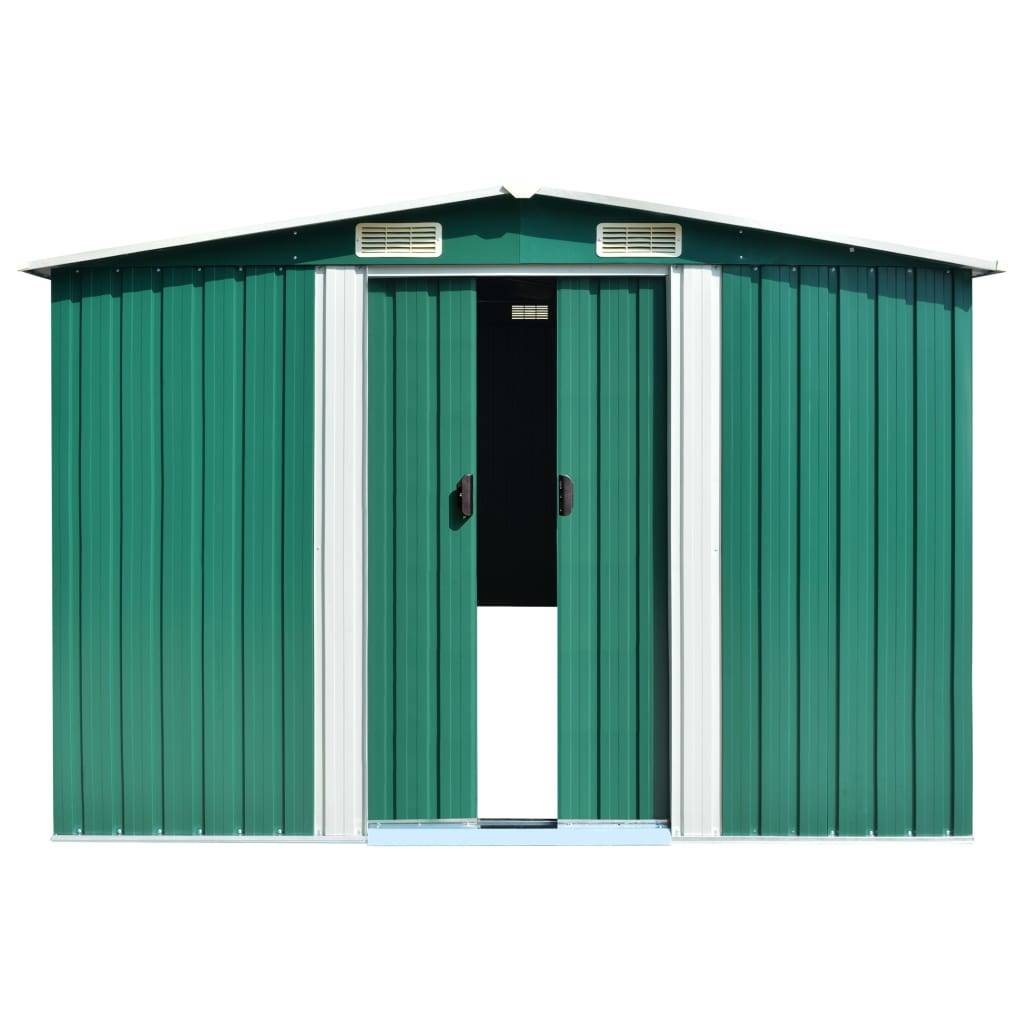 Helloshop26 - Abri de jardin cabane cabanon maison de stockage remise extérieur hangar outils robuste 257 x 779 x 181 cm acier galvanisé vert - Imagen 3