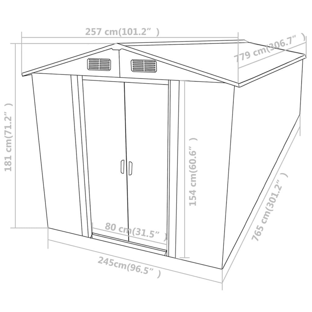 Helloshop26 - Abri de jardin cabane cabanon maison de stockage remise extérieur hangar outils robuste 257 x 779 x 181 cm acier galvanisé vert - Imagen 8