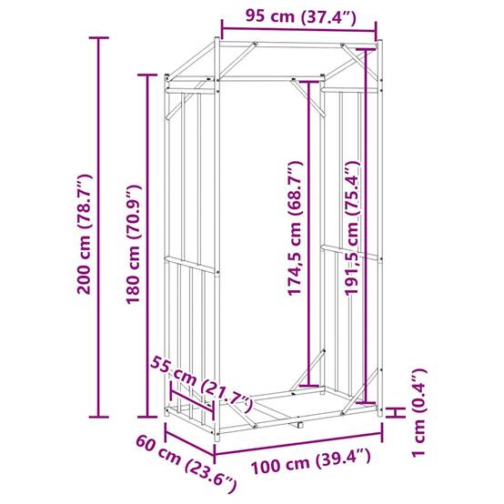 Haut range-bûches extérieur 2m en acier galvanisé avec housse zippée – ComfortXL Outdoor Living - Image 6