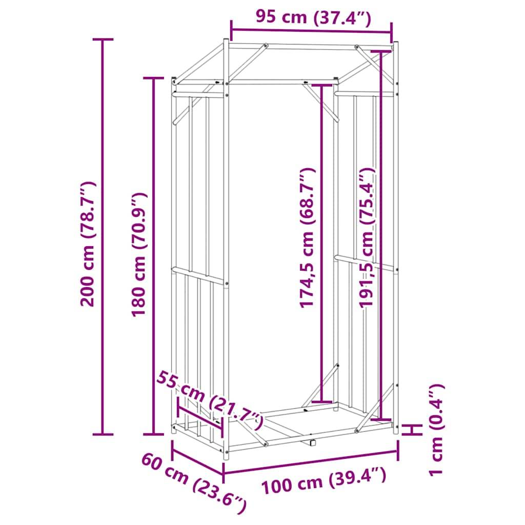 Haut range-bûches extérieur 2m en acier galvanisé avec housse zippée – ComfortXL Outdoor Living - Image 6