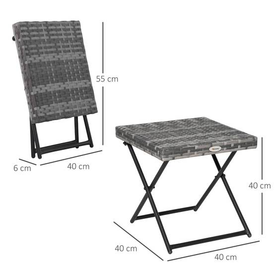 Table basse pliable jardin résine tressée balcon bout canapé 40x40x40cm gris - ComfortXL Outdoor Living - Image 5