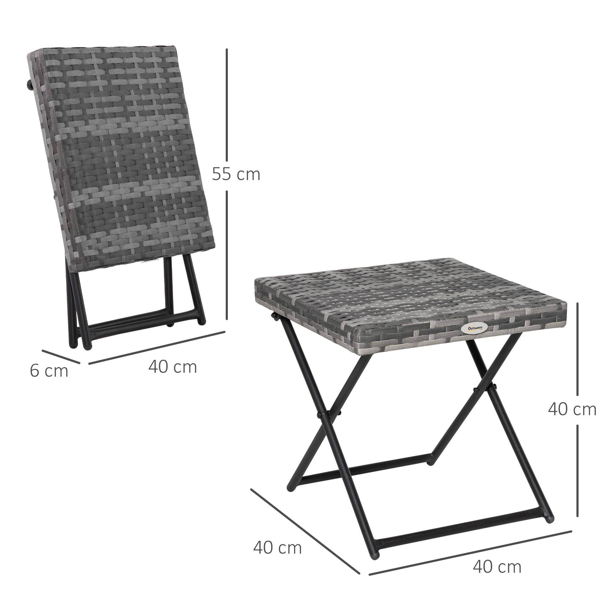 Table basse pliable jardin résine tressée balcon bout canapé 40x40x40cm gris - ComfortXL Outdoor Living - Image 5