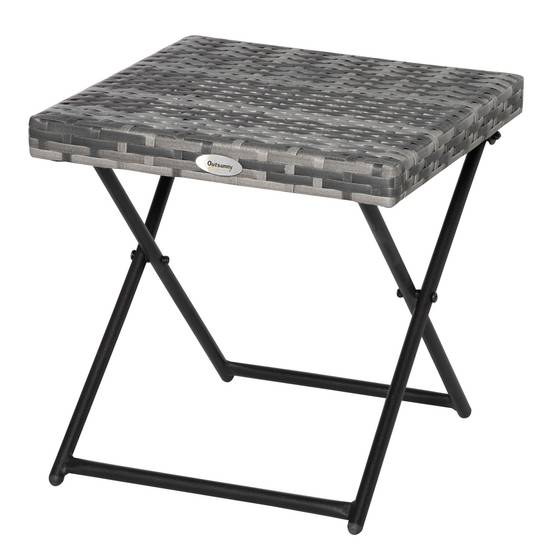 Table basse pliable jardin résine tressée balcon bout canapé 40x40x40cm gris - ComfortXL Outdoor Living - Image 2