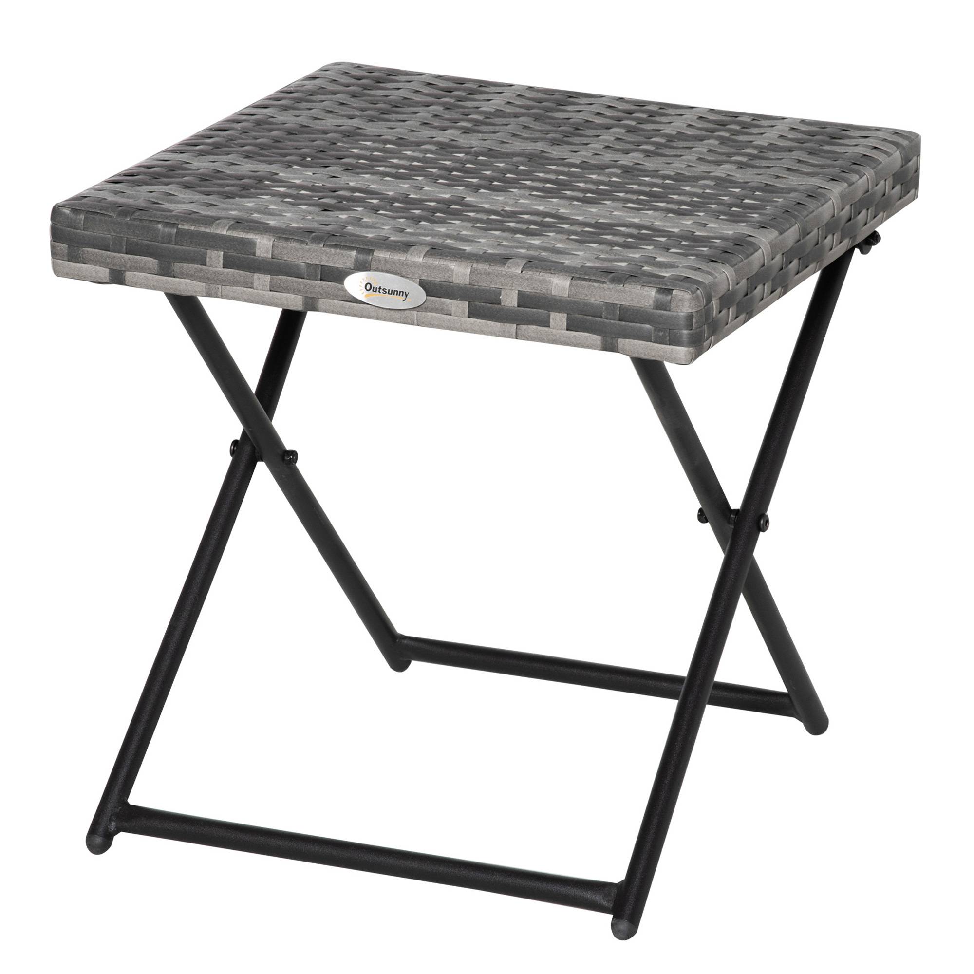 Table basse pliable jardin résine tressée balcon bout canapé 40x40x40cm gris - ComfortXL Outdoor Living - Image 2