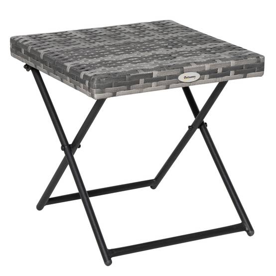 Table basse pliable jardin résine tressée balcon bout canapé 40x40x40cm gris - ComfortXL Outdoor Living - Image 1