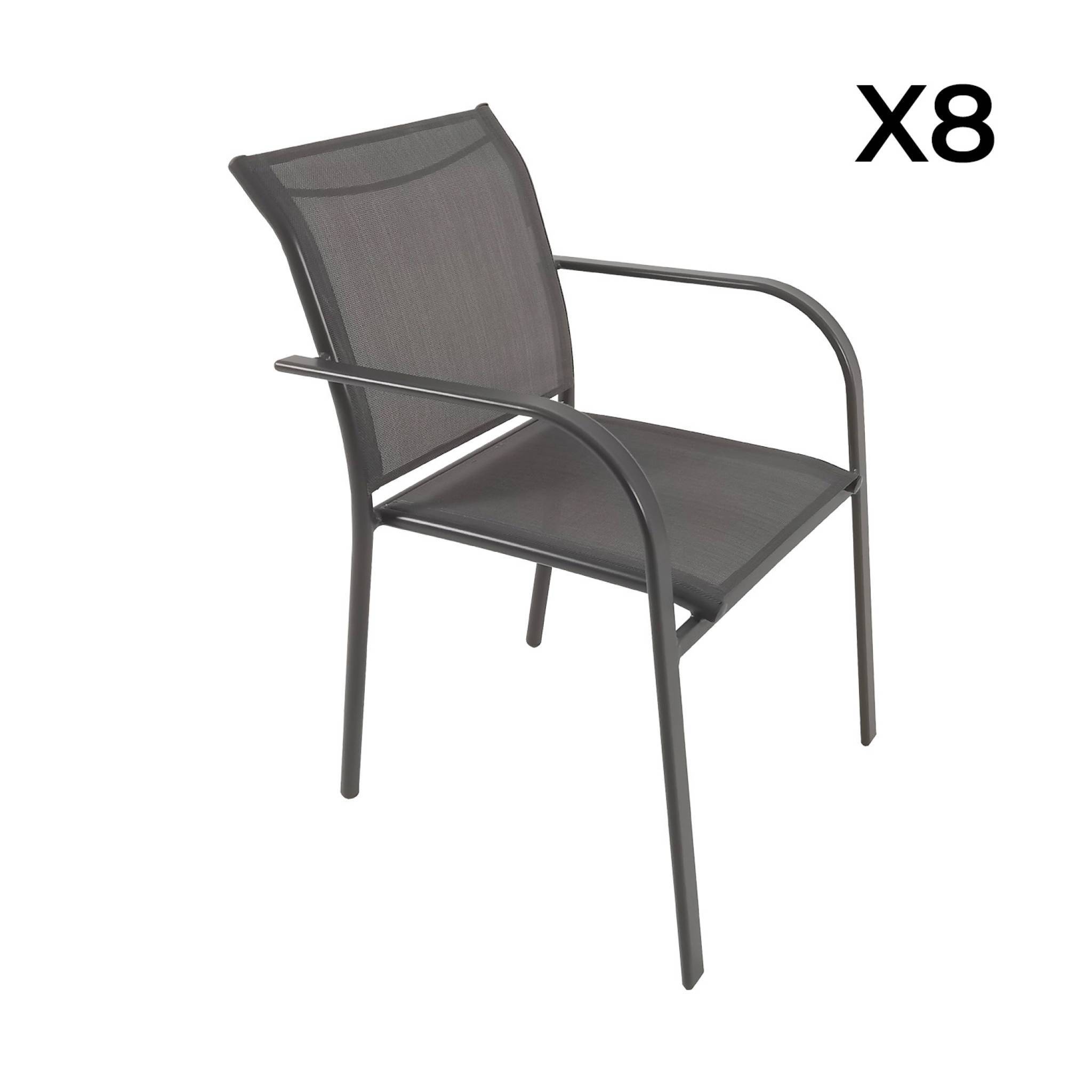 Table de jardin extensible aluminium effet bois + 8 assises anthracite ...