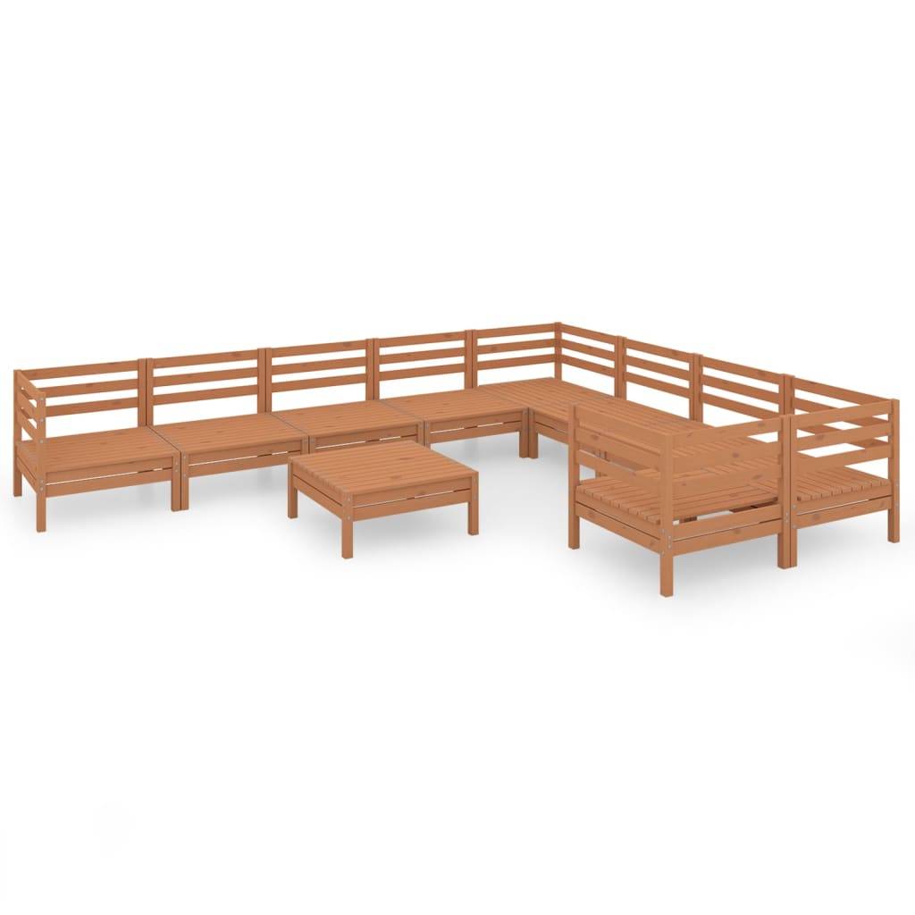 Helloshop26 - Salon de jardin meuble d'extérieur ensemble de mobilier 10 pièces marron miel bois de pin massif - Imagen 1