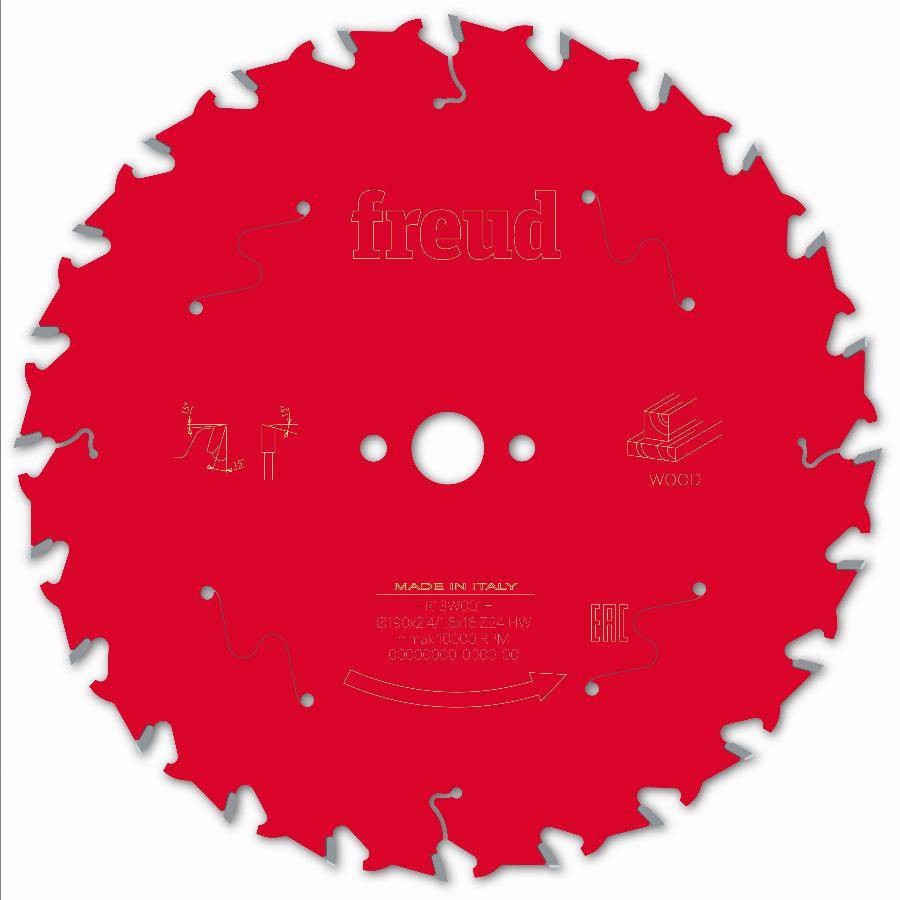 Lame pour scie circulaire portative FREUD - Ø190 2,4/1,6 AL16 Z24 BA 15° - F03FS09712 -FR13W001H - Imagen 2