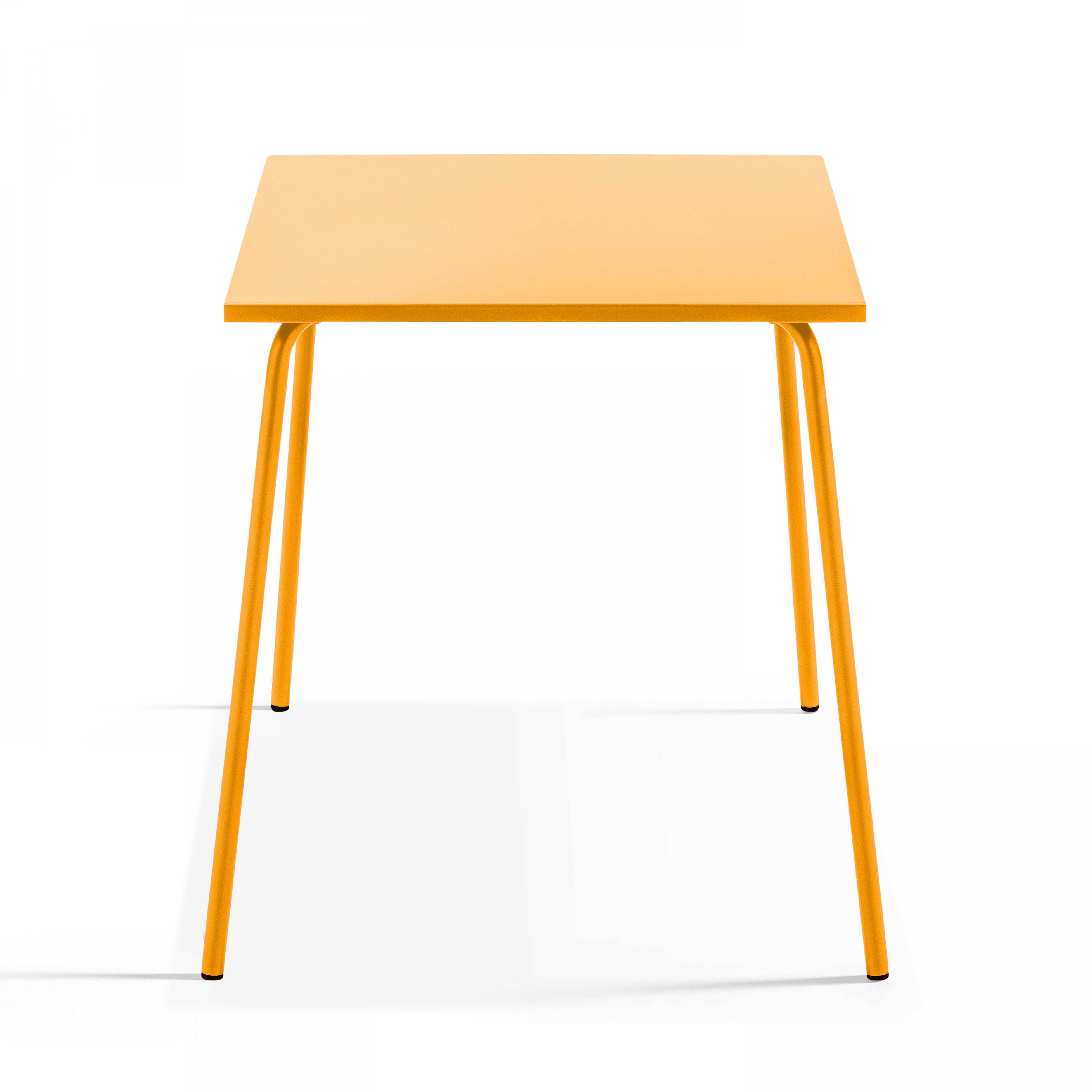 Oviala - Table de jardin carrée en métal 4 places 70 cm  jaune Palavas - Oviala - Imagen 4