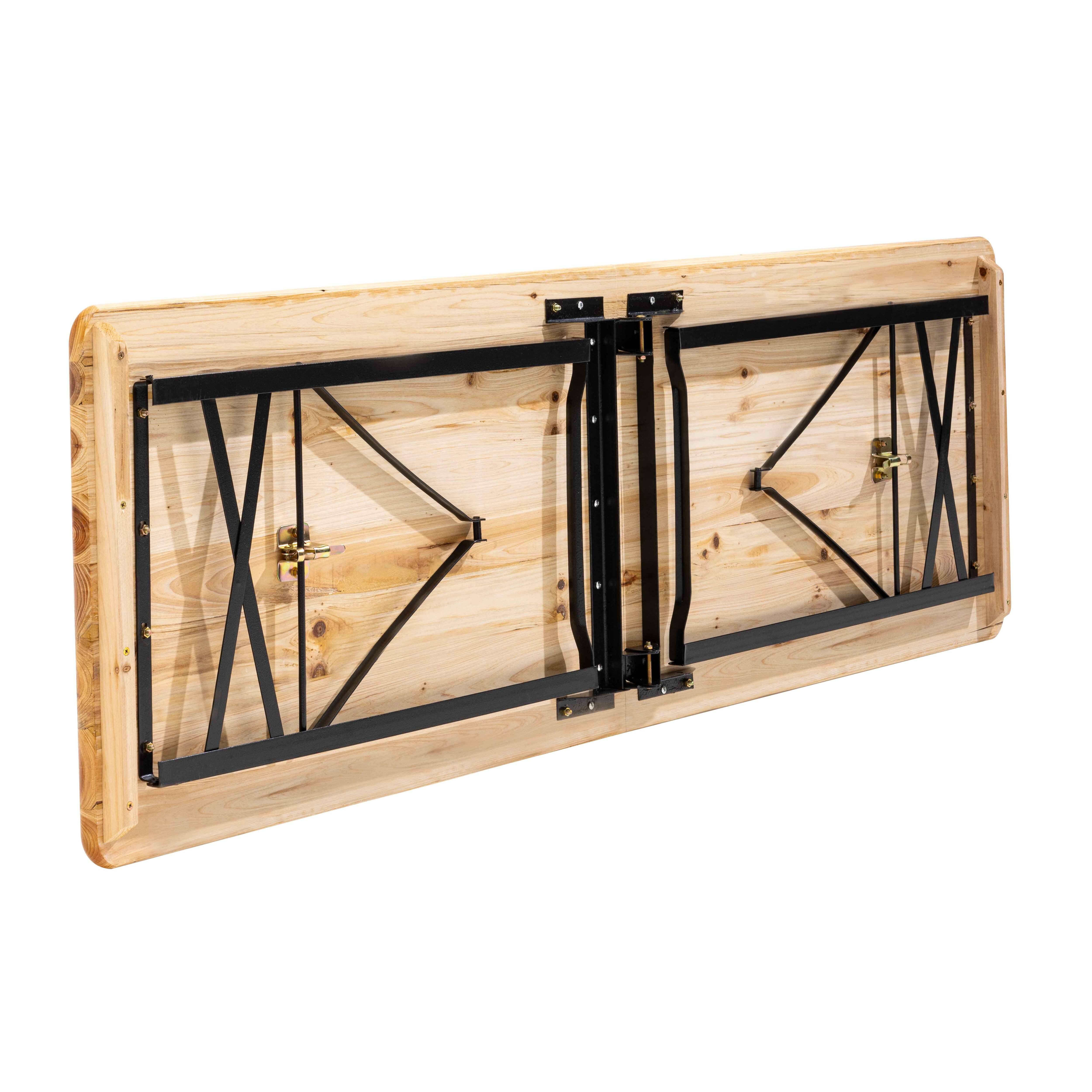 Oviala - Ensemble brasserie table et 2 bancs pliants en bois 180 cm Munich - Oviala - Imagen 3