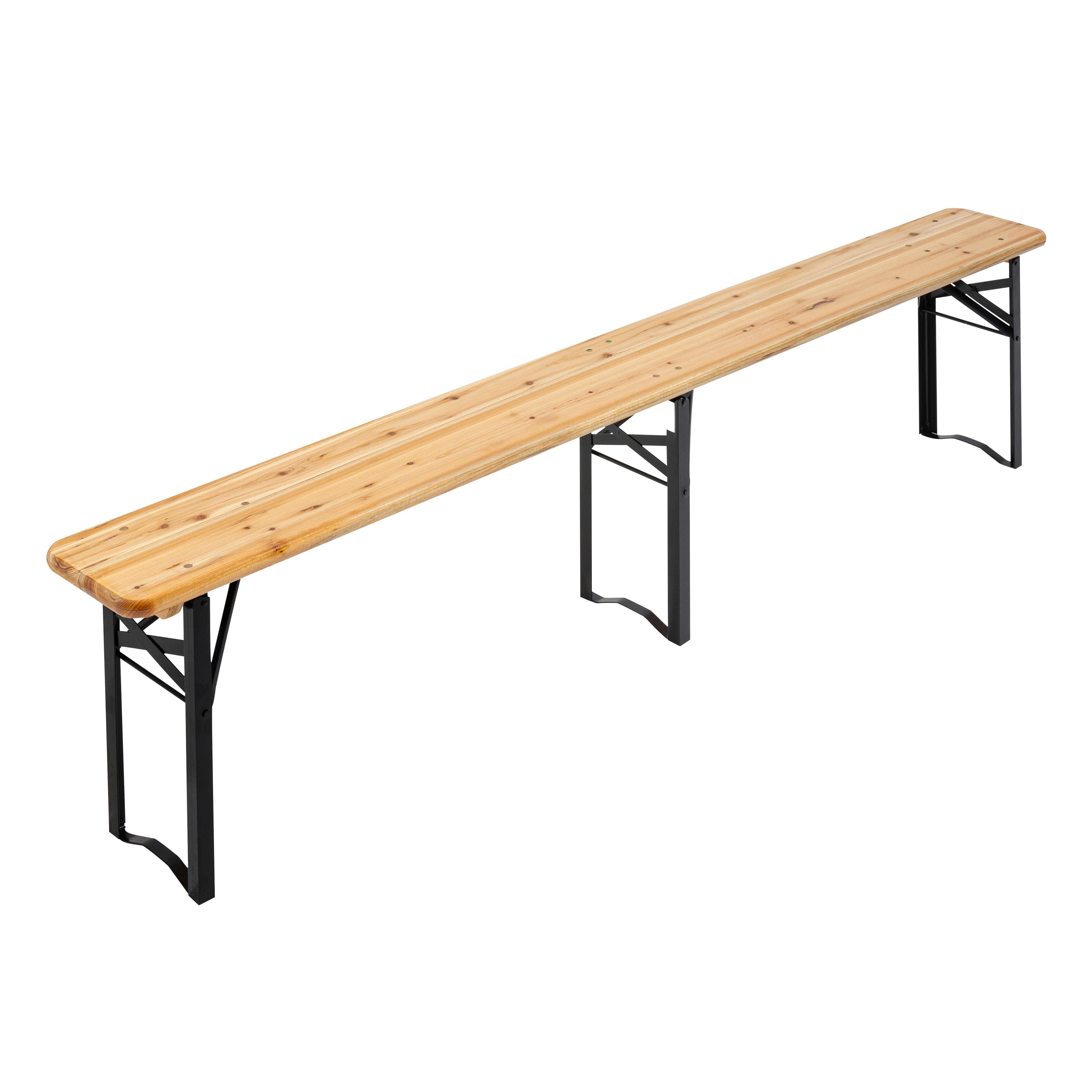 Oviala - Ensemble brasserie table et 2 bancs pliants en bois 180 cm Munich - Oviala - Imagen 5