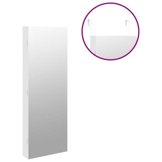 Miroir sur pied avec rangement - Armoire à bijoux avec miroir et éclairage LED mural blanc PC134 - Image 9