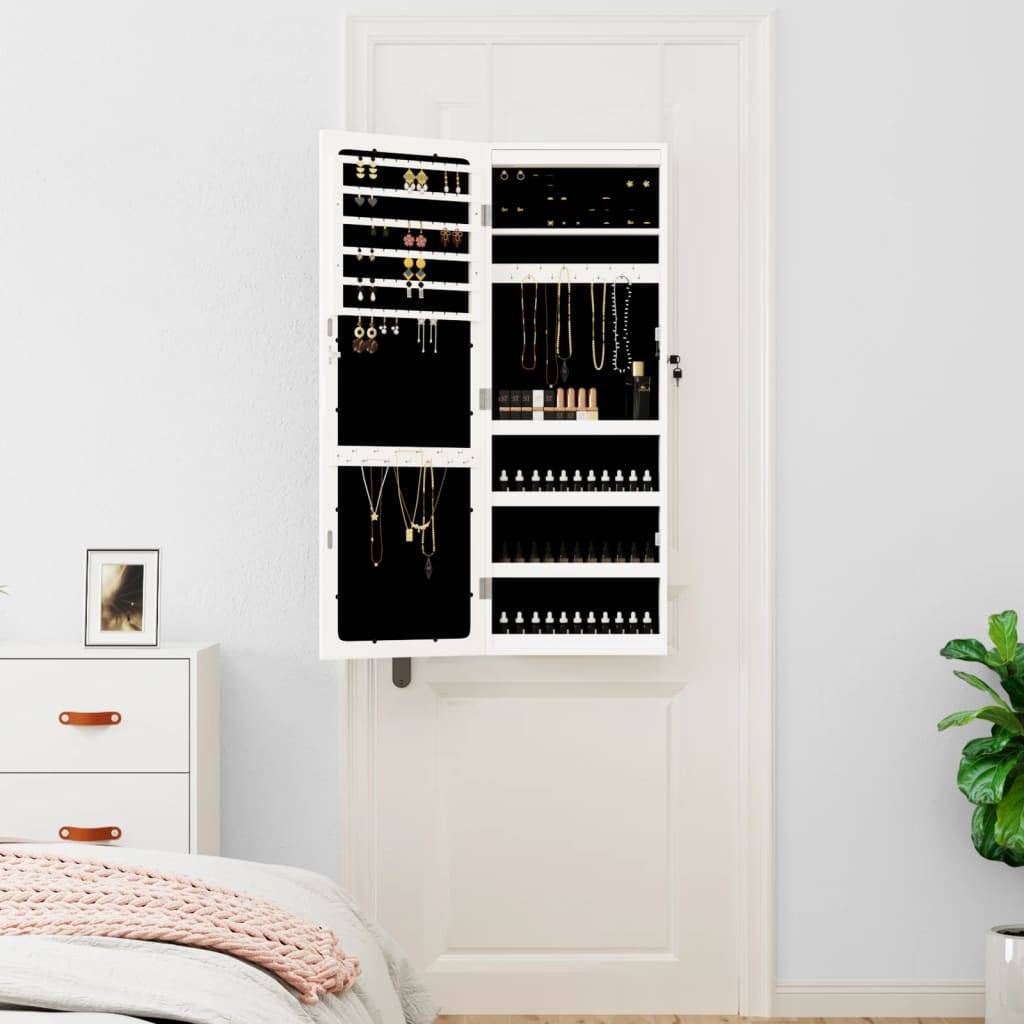 Miroir sur pied avec rangement - Armoire à bijoux avec miroir et éclairage LED mural blanc PC134 - Image 3
