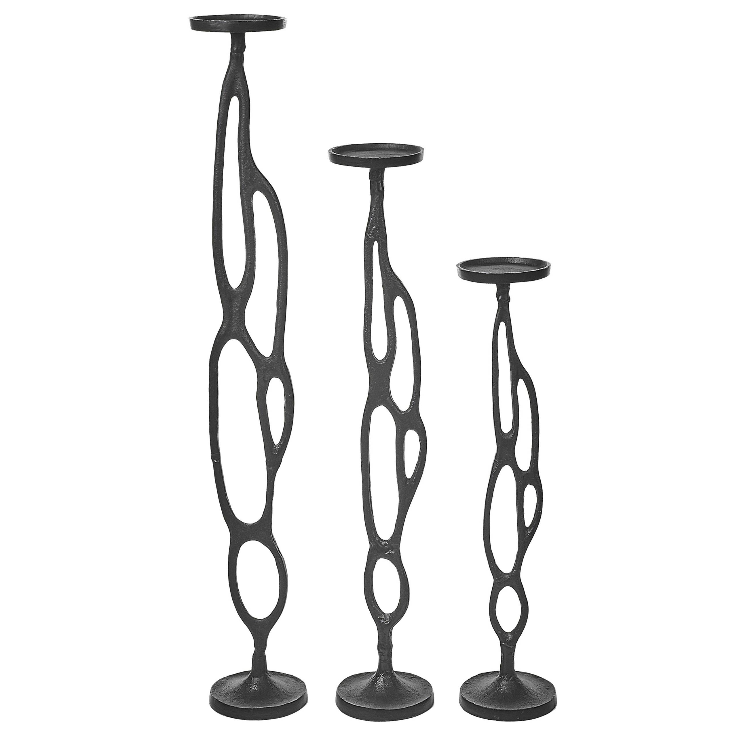 Beliani - Bougeoir Aluminium Noir BUNI - 13x13x84- Beliani - Image 2