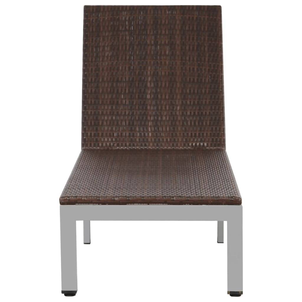 Helloshop26 - Transat chaise longue bain de soleil lit de jardin terrasse meuble d'extérieur avec roues résine tressée marron - Imagen 5