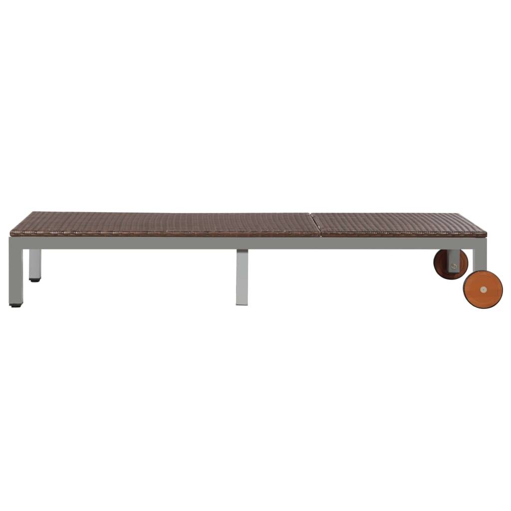 Helloshop26 - Transat chaise longue bain de soleil lit de jardin terrasse meuble d'extérieur avec roues résine tressée marron - Imagen 6
