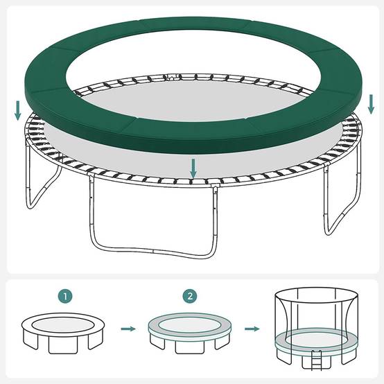 Coussin De Protection Trampoline 180/240/306 Cm - Bord Sécurité Imperméable PVC Anti-UV, Résistant Et Anti-Déchirure