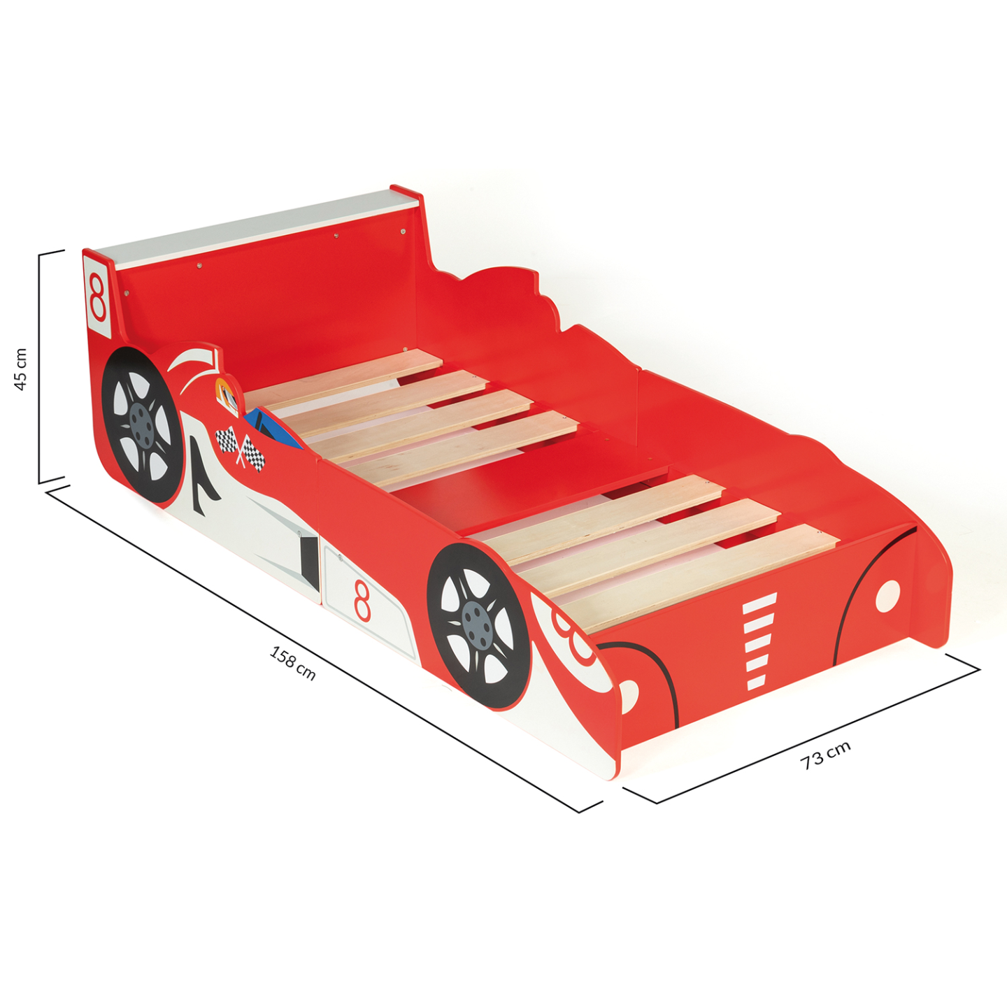 Lit enfant voiture formule 1 TEDDI 70 x 140 CM rouge - Image 8